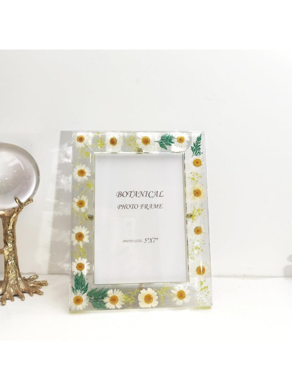 Botanical Dried Flower Picture Frame, 3.5x5, 4x6, 5x7 - Acrylic Tabletop & Wall